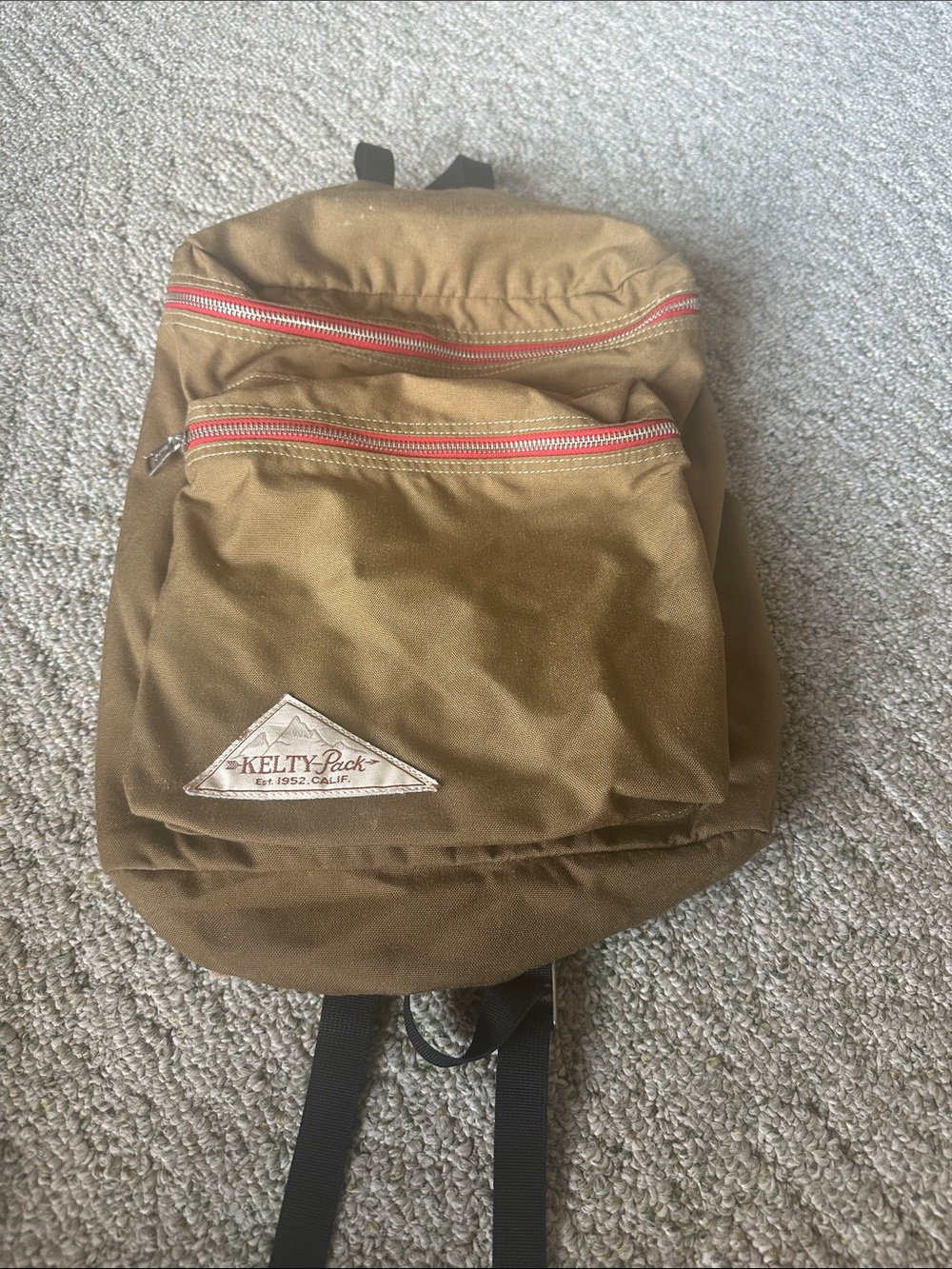Kelty Brown Everyday Backpack with Red Zipper Accents